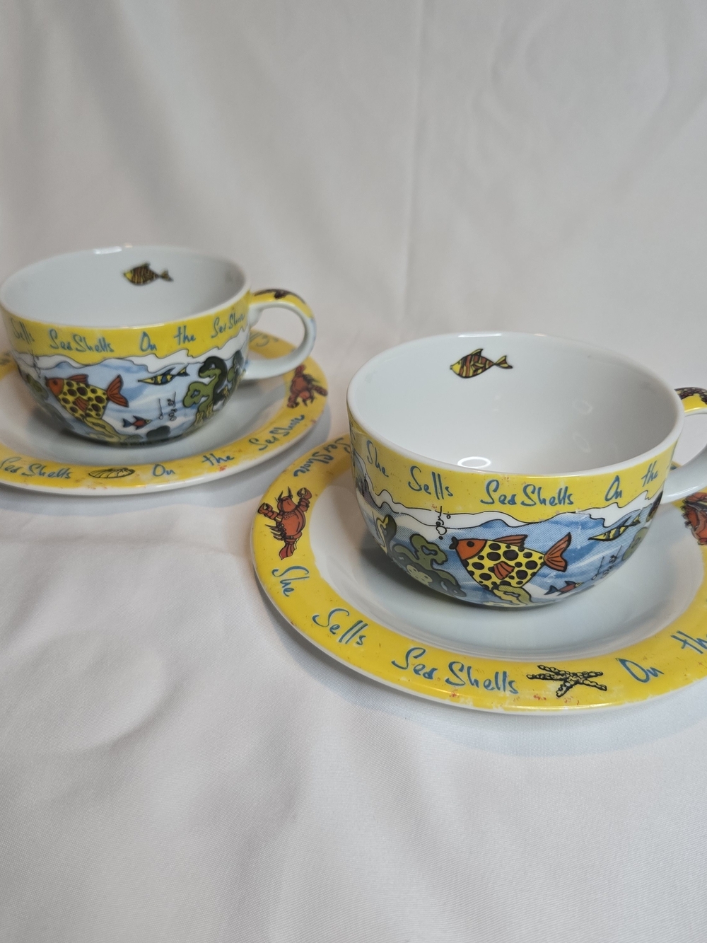 2 She Sells Seashells by Seashore Cup & Saucer Set Cardew Designs Nautical